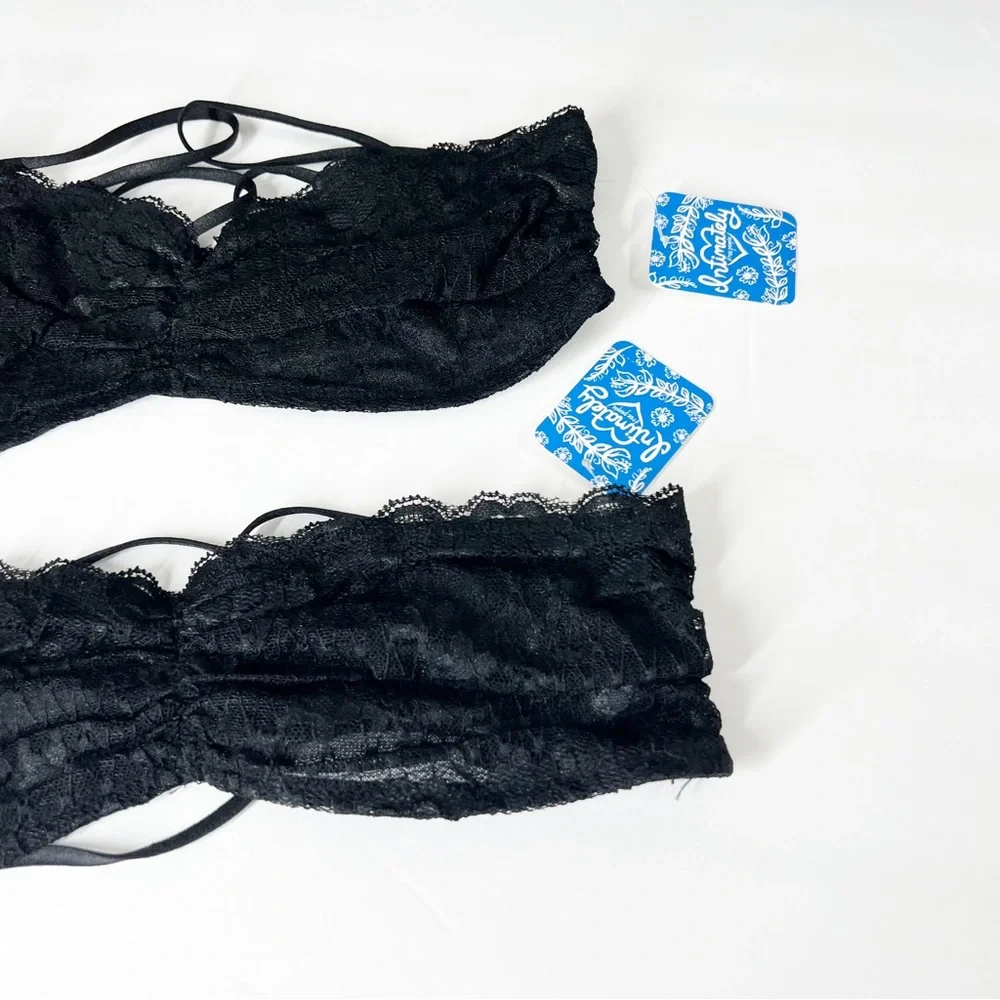 Intimately FREE PEOPLE LACE ESSENTIALS black Bralette set NWT Small new - Picture 2 of 6